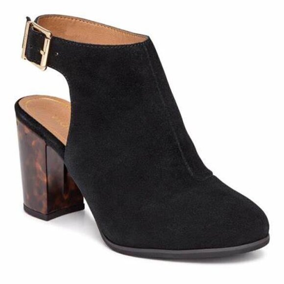 Vionic Lacey Black Tortoise Suede Block Heel Slingback Women's Sz 9 - Picture 1 of 8